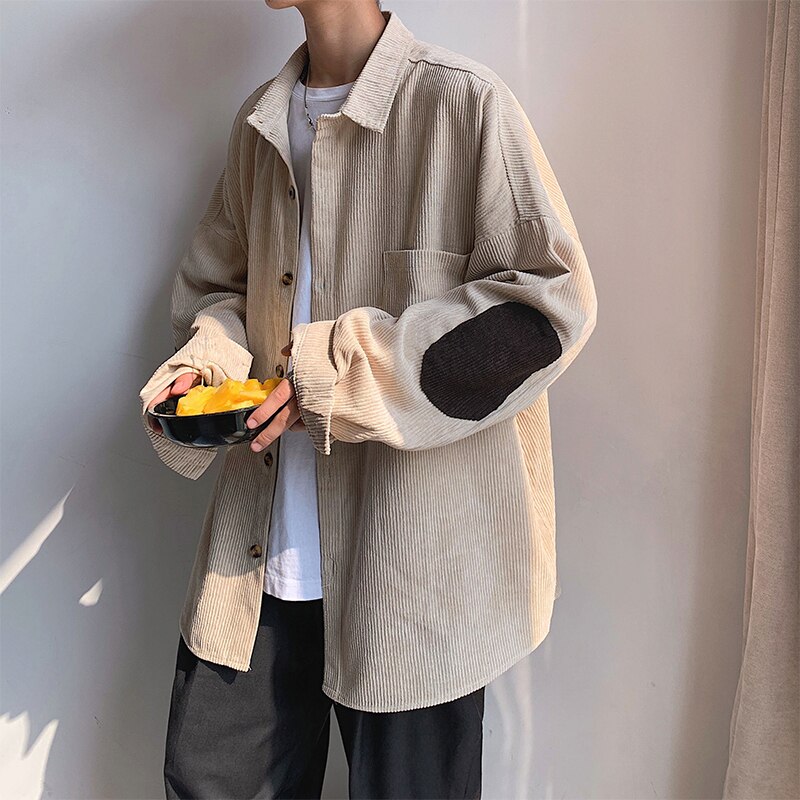 Mannen Mode Thicken Corduroy Materiaal Jassen Borduren Patchwork Overhemd Franse Manchet Heren Shirts Camisa Masculina M-2XL