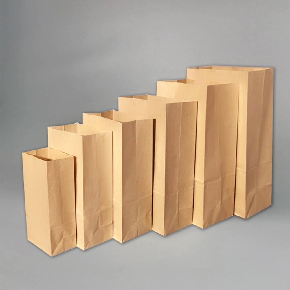 100pcs Kraft Paper Wrap Bag Open Top Eco friendly Lunch Bread Food Snacks Shopping Bag Pouch Packaging Bag