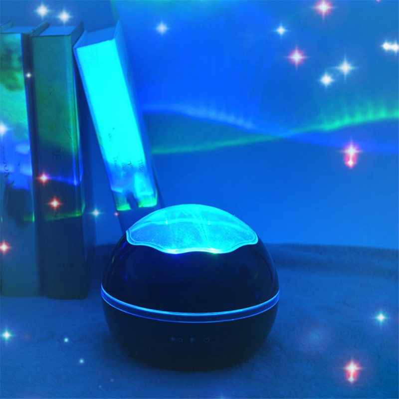 Kids Night Light, 360° Rotating Starry Night Light Projector for Baby, Ocean Wave Projector for Kids Bedroom Decoration- White