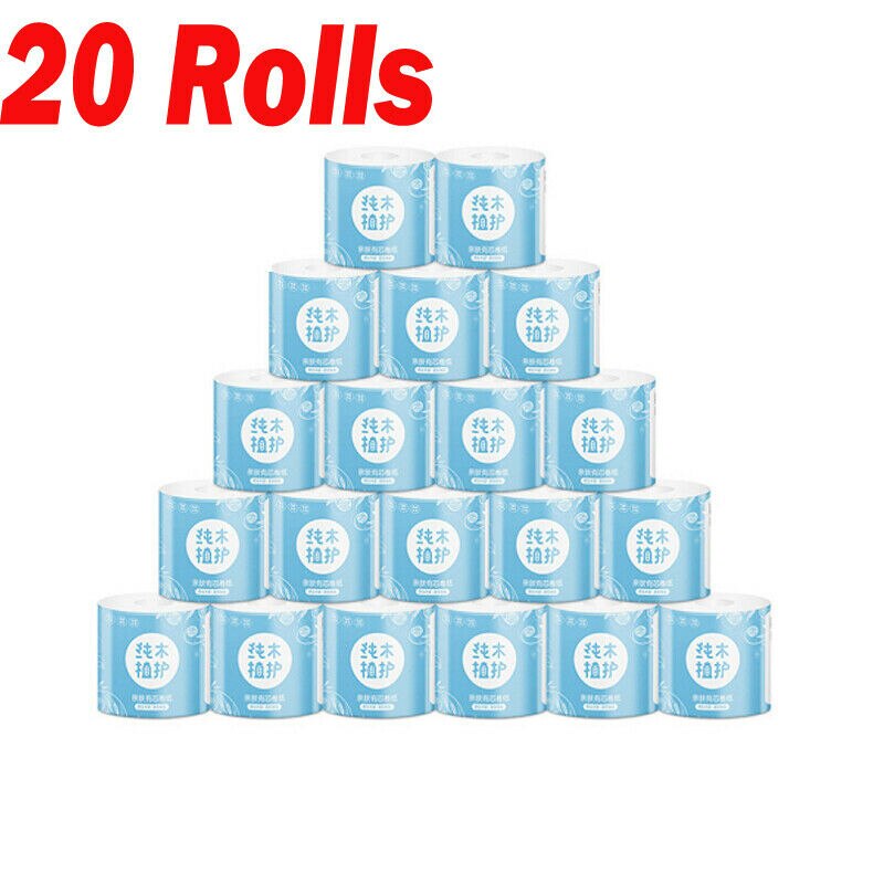 Family 4-Layer 20 Rolls Toilet Paper Bulk Bath Tissue White Soft Primary Wood Pulp