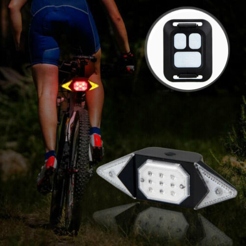 LED Bicycle Indicator Bicycle Rear Tail Light Bike Turn Signal Light USB Rechargeable Safety Warning Light Remote Control