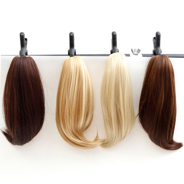 Difei syntetiske kvinner klo på hestehale klips i hårforlengelser rett hestehale frisyre svart brun blonde frisyrer h