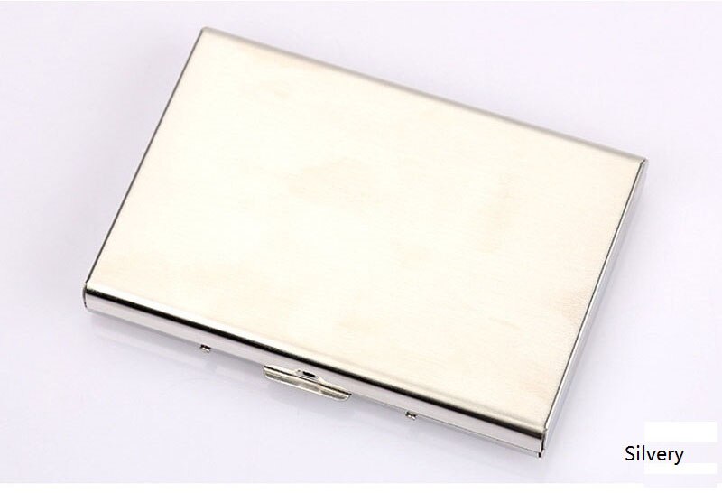 Solid Men Stainless Steel Credit Card Holder Id Business Card Case Wallet For Women 6 Colours: Silvery