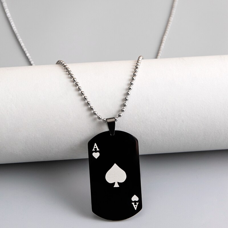 Lucky Poker Ace Spades Rvs Heren Hanger Kettingen Voor Vrouwen Fortuin Speelkaarten Paar Valentijnsdag