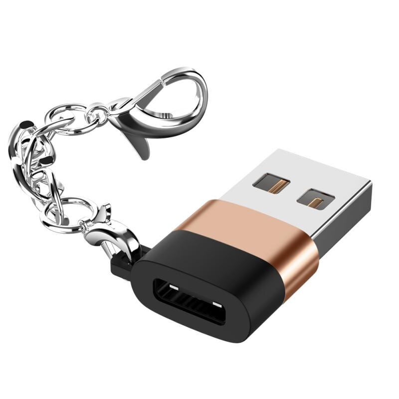 USB 3,0 Typ-C Adapter Keychain Typ C Zu Männlichen USB 3,0 Konverter Adapter Daten reversibel HeadAnti-verloren keychain Adapter: Gold zu USB 3.0