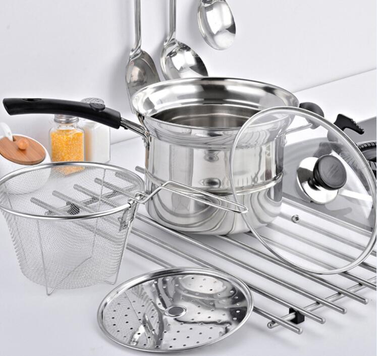 Double boilers Stainless Steel soup Pot Cooking Pot Frying pan Milk Noodle fried Steamer Pot cookware Stockpot cooker: Composite bottom set