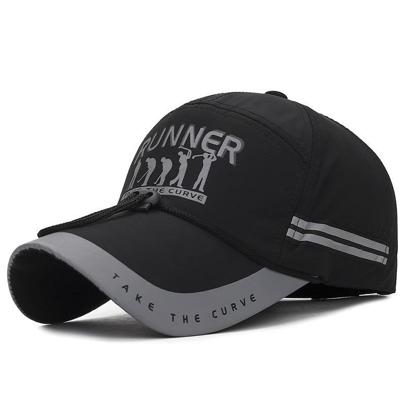 Casquette à visière pour hommes casquette de sport respirante réglable casquette de Baseball de protection solaire à Long bord pour hommes mode garçon casquettes de chapeau de relance: Gris foncé
