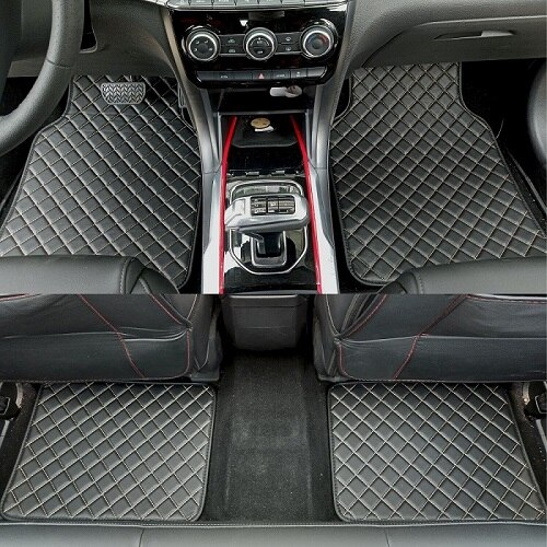 Universele auto vloermatten voor auto's, antislipmat, rode zwarte grijze koffie auto vloermatten, auto styling interieur auto vloermatten: Zwartbeige