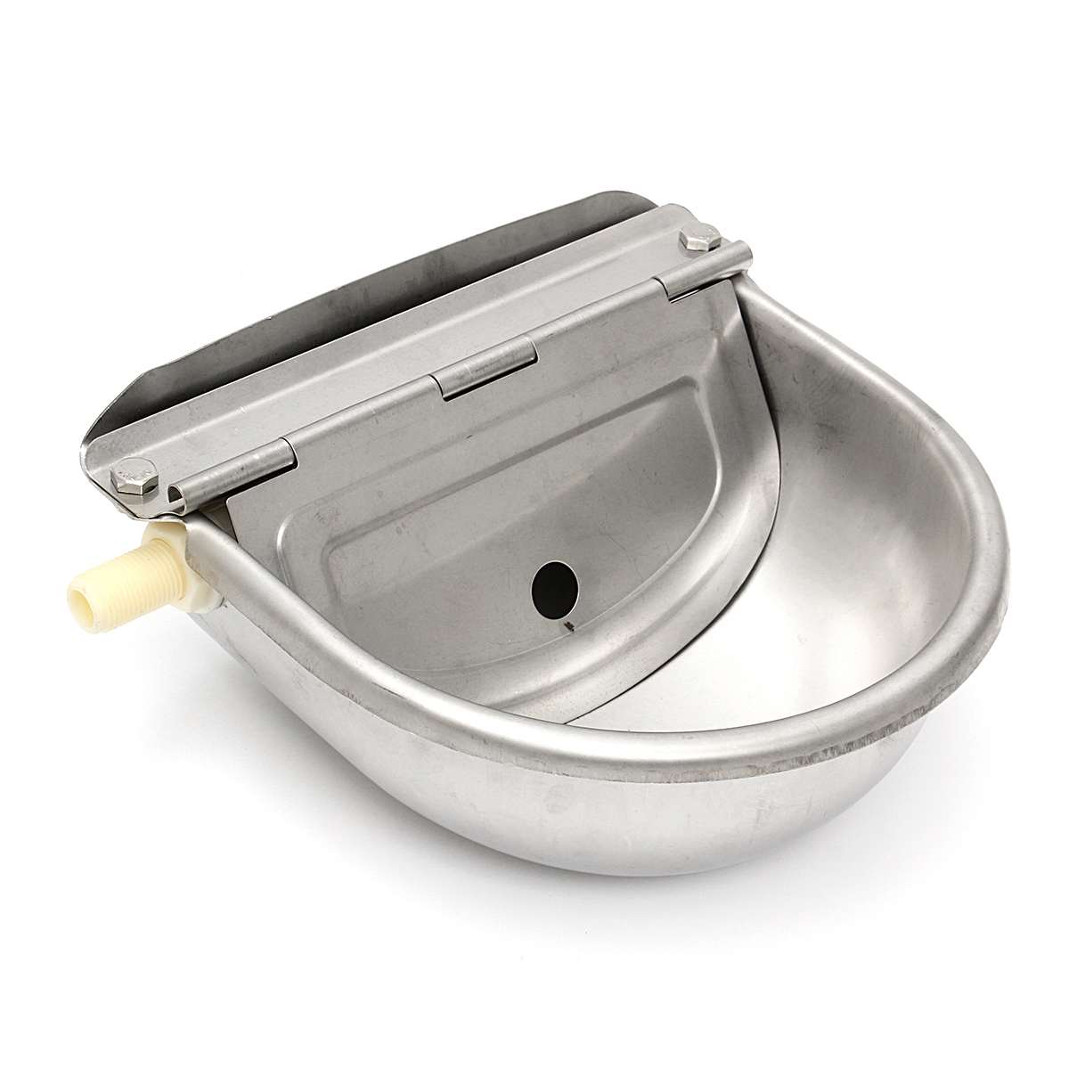 Stainless Steel With Drain Hole Drink Automatic Float Farming Trough Horse Cow Water Bowl Supplies Sheep Dog Pet Goat Cattle