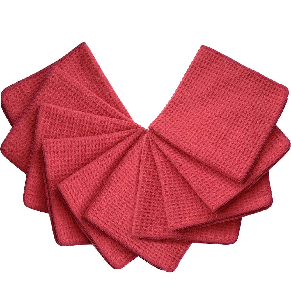 SINLAND Micro Fiber Waffle Weave Towel Microfiber Kitchen Cleaning Cloths Dish Drying Towels Hand Towels 3 Pcs 16inX24in White