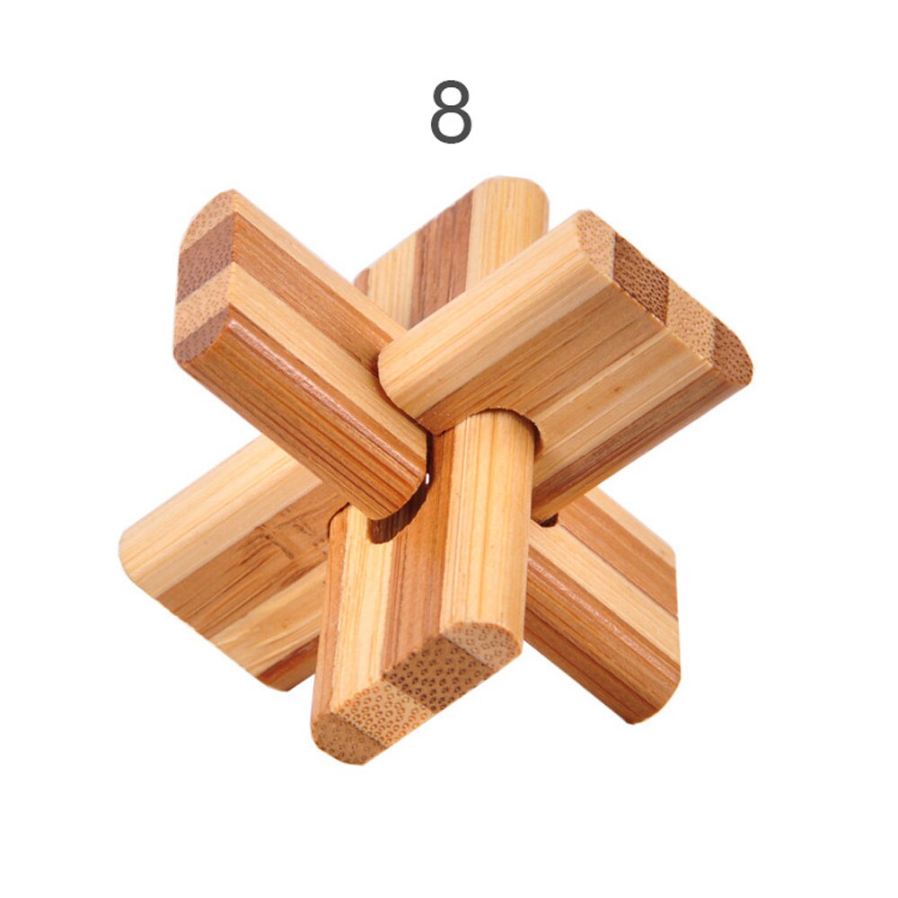 3D Wooden Interlocking Burr IQ Brain Teaser Kong Ming Lock Puzzles Game Toy Small Size For Adults Kids: 8