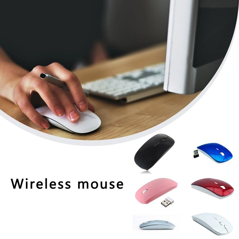 Wireless Mouse Wireless Connection 2.4GHz Candy Color Ultra Thin USB Optical Thin Slim Universal Mouse