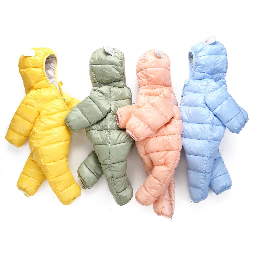 Winter Keep Warm One-Piece Cute Korean Version Of Cotton Onesies Newborn Rabbit Ears Candy Color Cotton Clothes