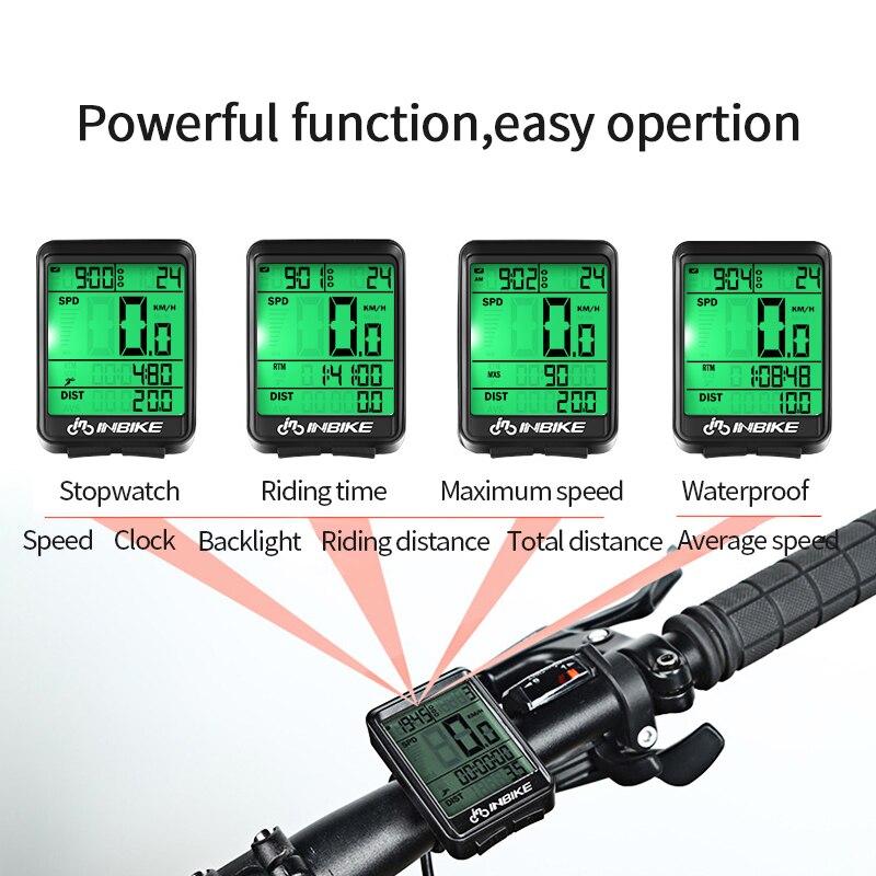 INBIKE Waterproof Ciclocomputer LED Backlight Odometro Bicicleta Velocimetro Bike Multifunction Licznik Rowerowy Bezprzewodowy
