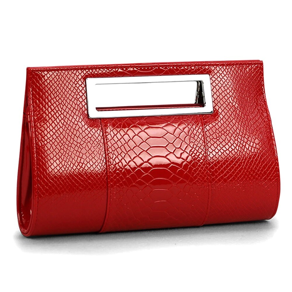 Korean Patent Alligator PU Leather Clutch Bag Women Square Shoulder Handbag Small Bag Lady Evening Bag Red Bolsa Feminina