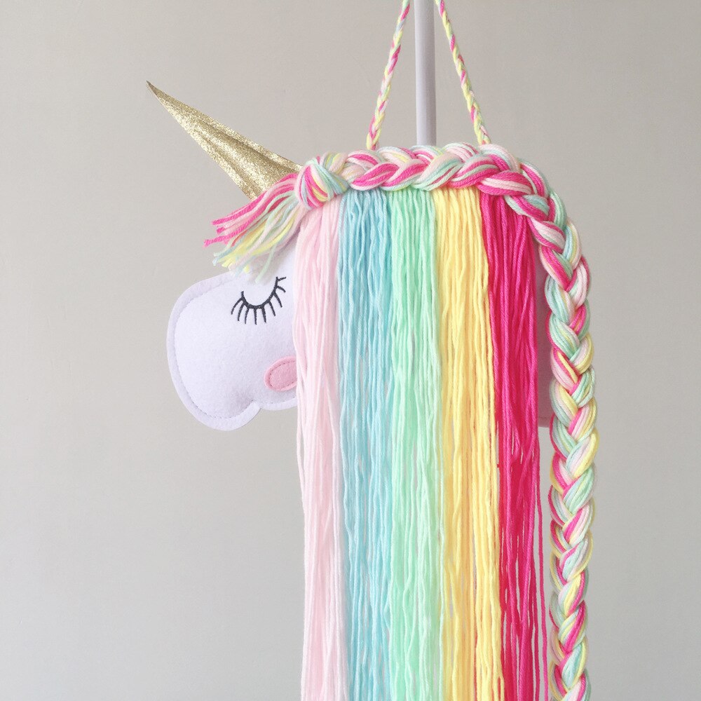 INS-horquillas de unicornio de fieltro para niños, accesorios para el cabello, cinturón de almacenamiento para colgar en la pared, tiara, cinturón de acabado, estante de acabado