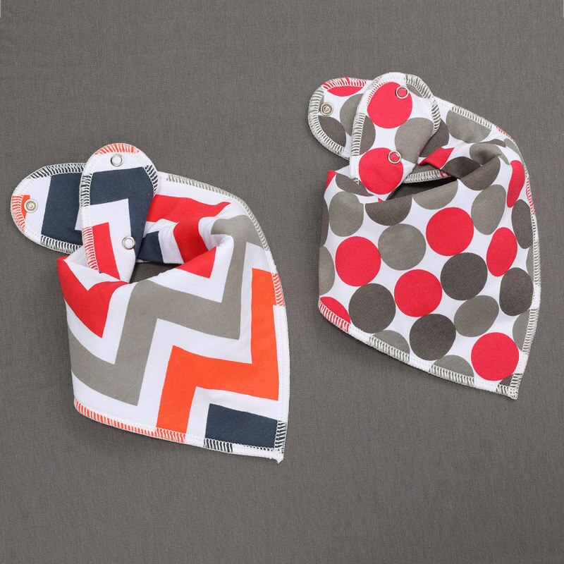 Bavettes unisexe pour bébés, en Bandana, 2 pièces, boutons ajustables, pour bavoirs pour -né, 100% coton, accessoires utiles pour bébés: K20008