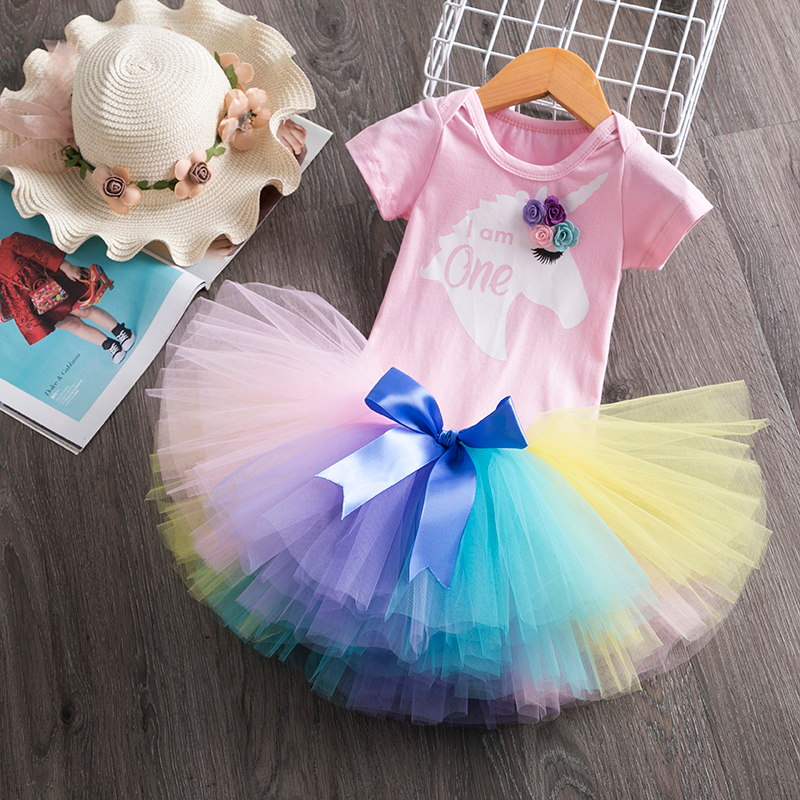 Nyfødt 1 år baby pige fødselsdagskjole tøj tøj enhjørning fest tutu kage smadre kjoler spædbarn dåbskjoler 12 måneder: 6