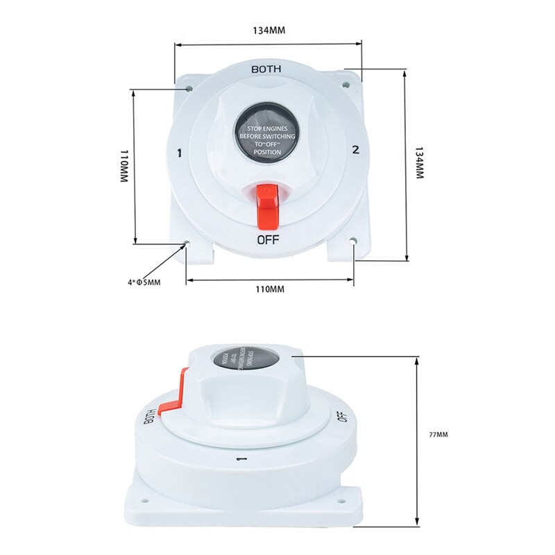 Interruptor de batería de barco marino de distribución blanca de 12-36V, interruptor Selector de batería doble marina para Motor de barco RV