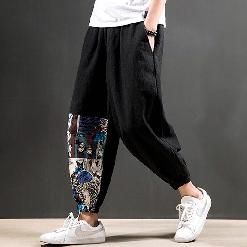 2022 nowe spodnie w stylu Hip Hop Streetwear spodnie joggery bawełna mężczyźni Casual Cargotrousers w pasie w stylu chińskim Harem Pants TA012