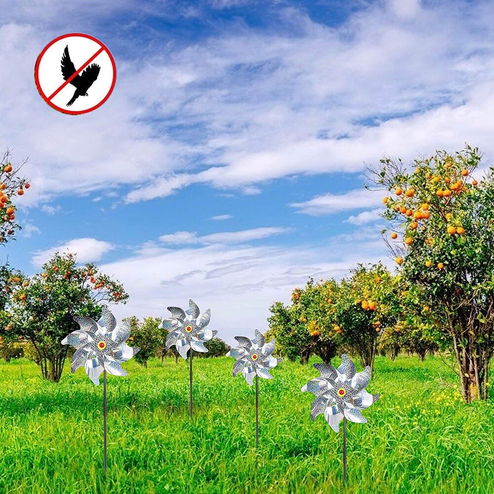 moulin à vent réfléchissant anti-oiseaux, facile à assembler, pour jardin, vergers, ferme, effrayer les oiseaux