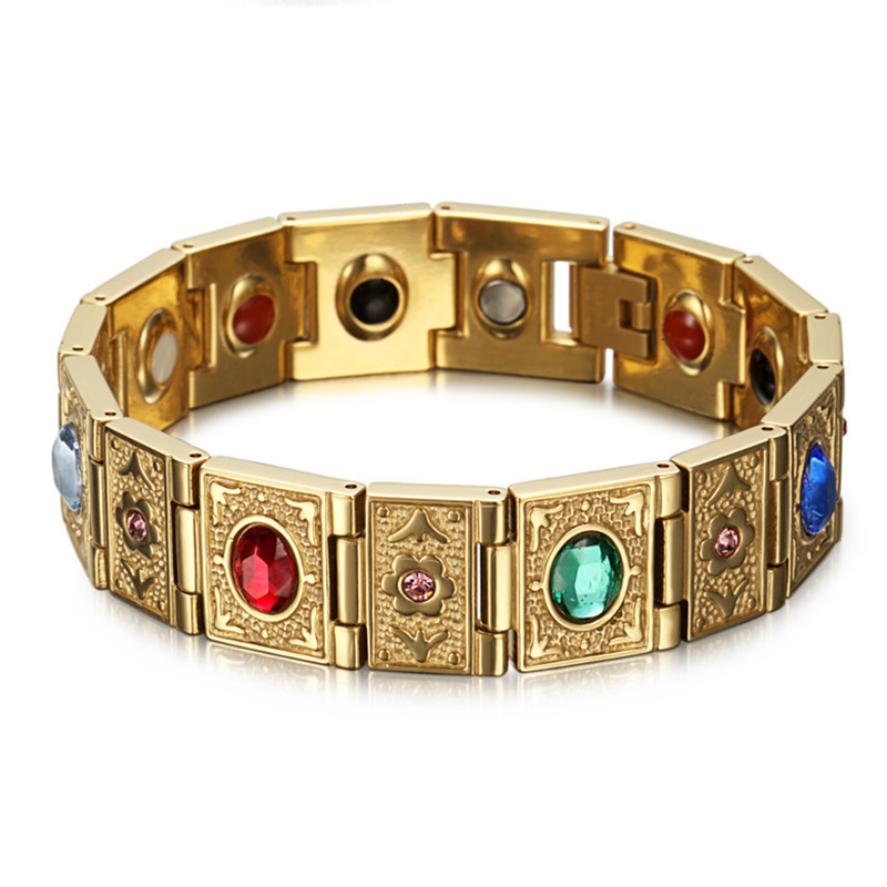 Modische Europäischen und Amerikanischen armbänder mit edelsteine für männer armbänder: Gold