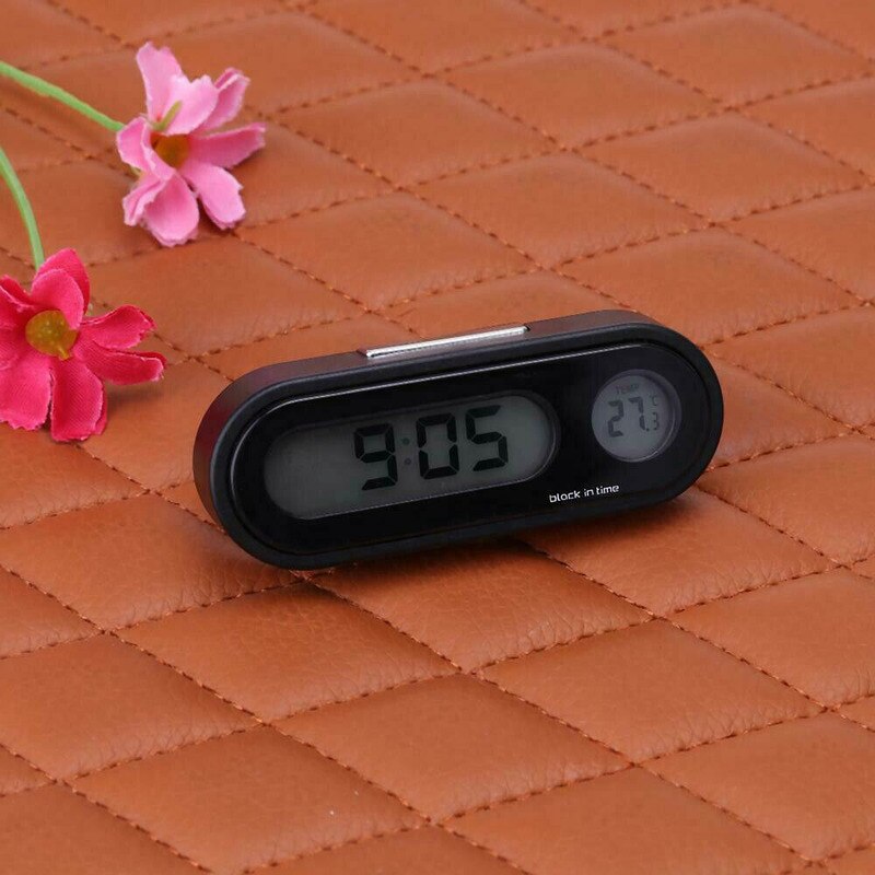 2 In 1 Portable Car Digital LCD Clock/Temperature Display Electronic Clock Thermometer Car Digital Time Clock Interior Parts