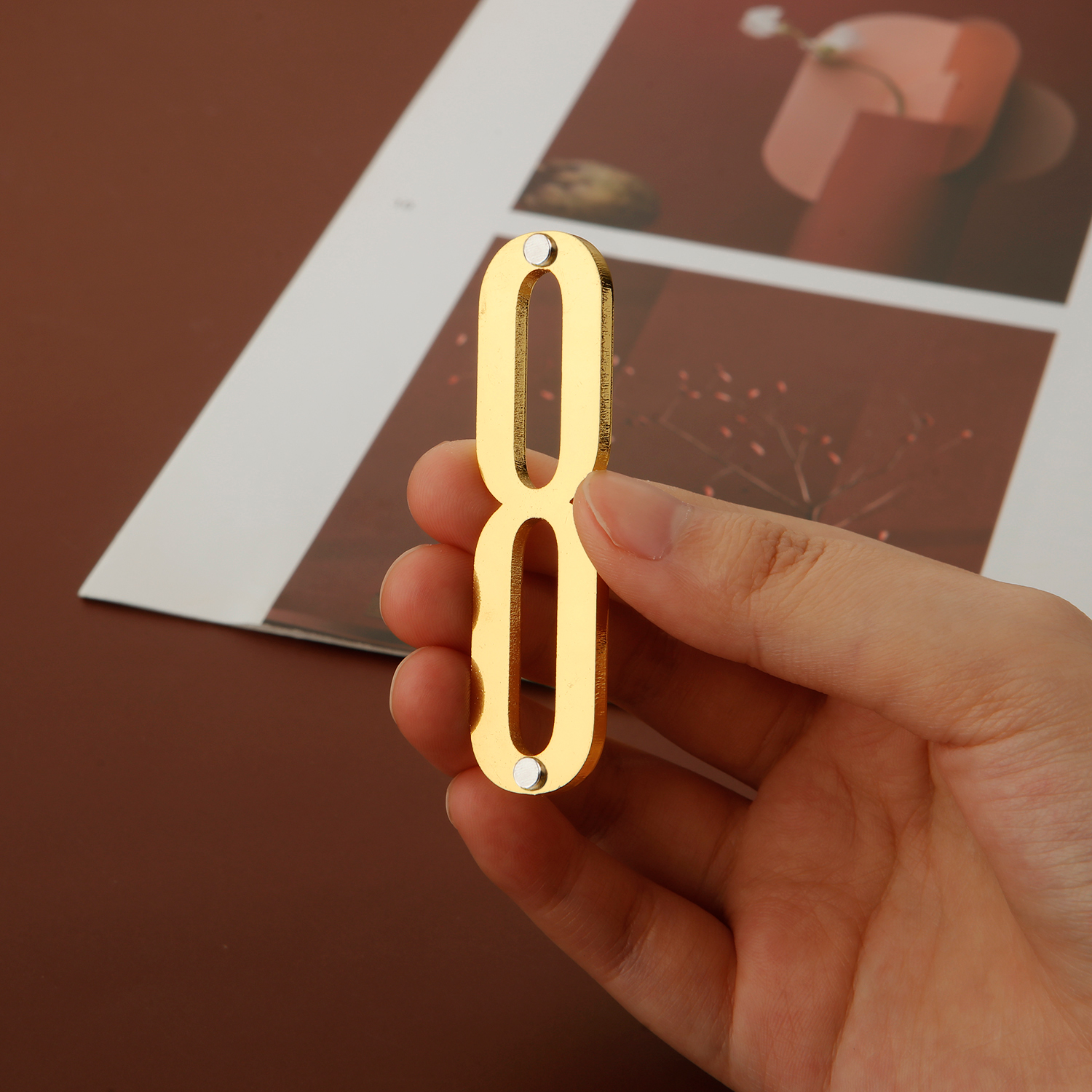 Gouden deurnummer met magneten 7 cm metalen huisnummer appartement deurnummer voor buiten hotel thuis brievenbuslabel