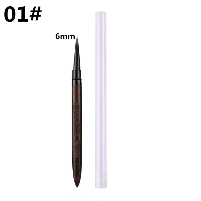 Pincel redondo con mango de madera para decoración de uñas, espátula Triangular, línea de pintura de dibujo, herramientas de manicura de Metal redondas y planas: Gris claro