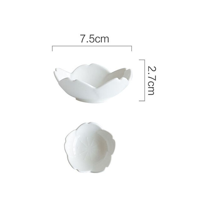 Japanse Stijl Gradiënt Bloemblaadjes Sakura Keramische Plaat Servies Westerse Voedsel Platen Kruiden Dompelen Schotel Dessert Bakken Bowls: 3 inches white