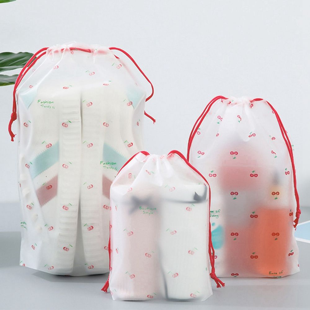 3Pcs Trekkoord Zak Plastic Tasje Scrub Schoenen Reizen Opbergtas Transparante Kleding Sokken Plastic Verpakking Zak: 8