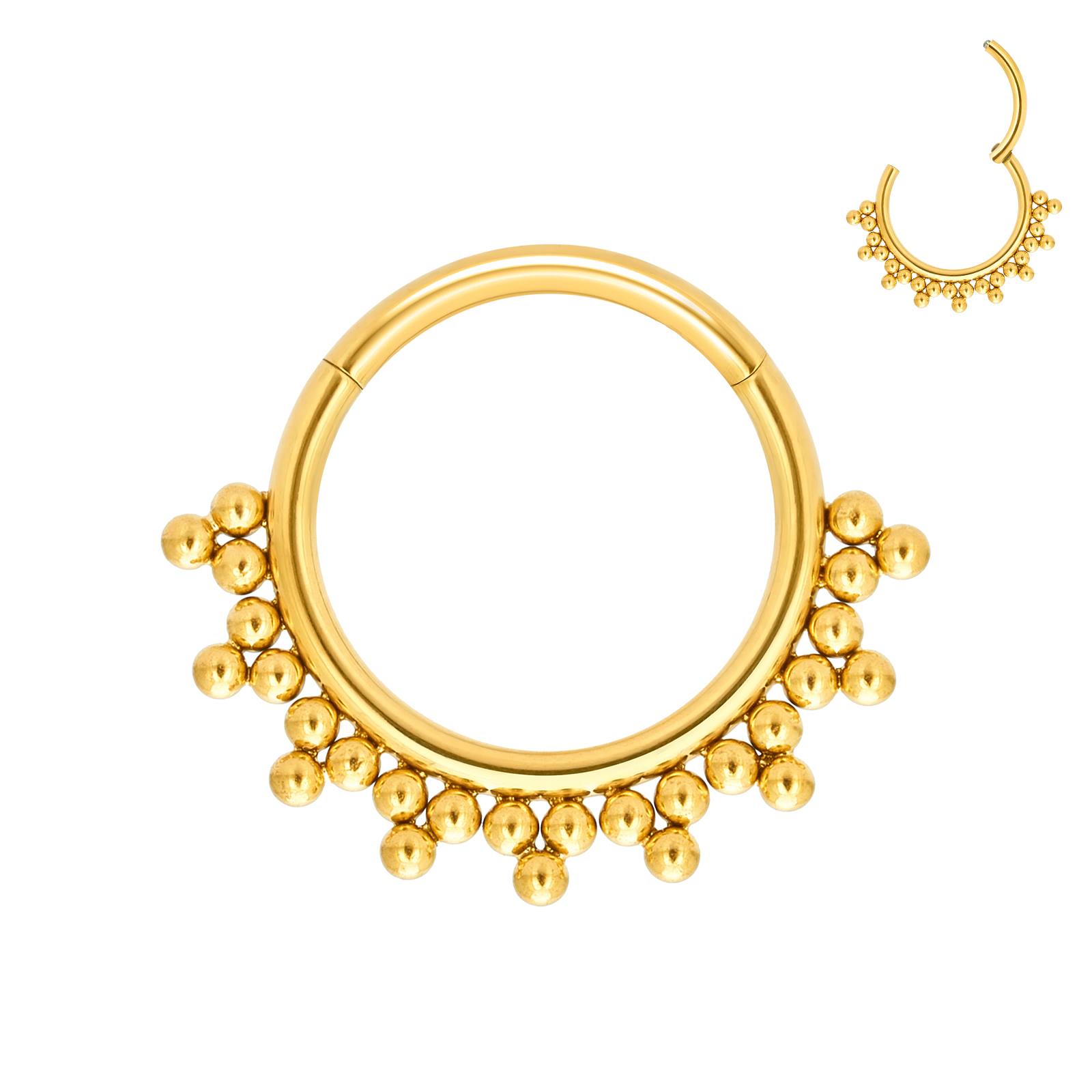 G23 titanium piercing neusring lichaamsjuwelen oorringen astm  f136 kraakbeen tragus diafragma titanium scharnier: Wit / Lichtgeelgouden kleur