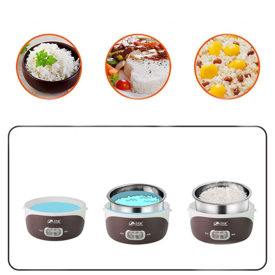 Mini Cooker 3 Layers Potable Electrical Heating Bento Box Picnic Lunch Cabinet Keep Wram Food Container Mini Cooker For 1-2 man