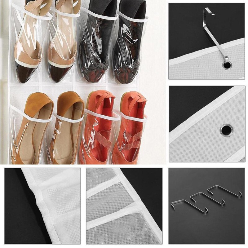 24 Pockets Shoes Organizer Rack Hanging Organizers Space Saver Hanging Over The Door Behind Closet Organizer Storage Hanger