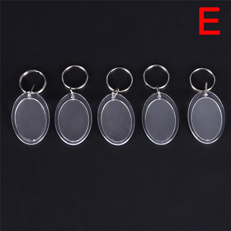 5PCS/lot Keyring Keychain Rectangle Transparent Blank Acrylic Insert Photo Picture Frame DIY Split Ring Key Chain: E