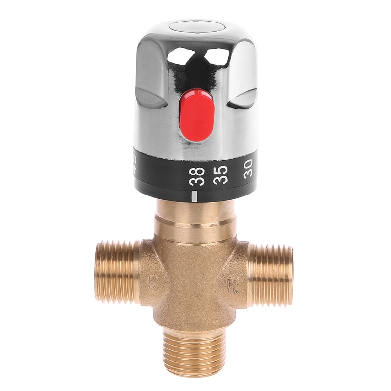 Válvula mezcladora termostática G1/2 macho de latón macizo, 3 vías, Control de temperatura del agua de Ducha