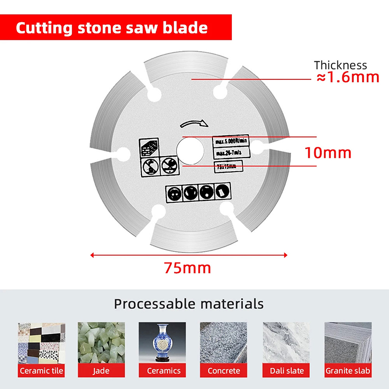 3 "Stein Trennscheibe Mini Sägeblatt 75mm Diamant Trennblatt Keramik Beton Marmor Schneiden Für Winkelschleifer