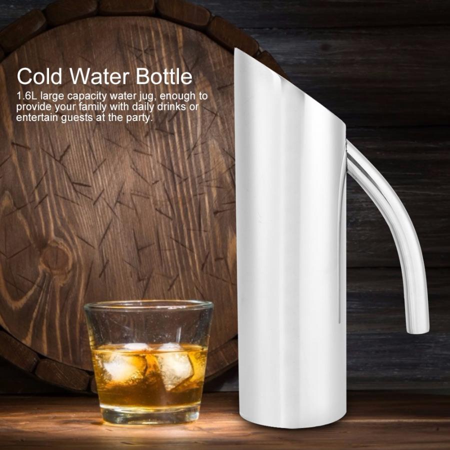 1.6L Large Stainless Steel Water Pitcher Cold Water Bottle Jug Drinks Jar Juice Container for Bar KTV Restaurant