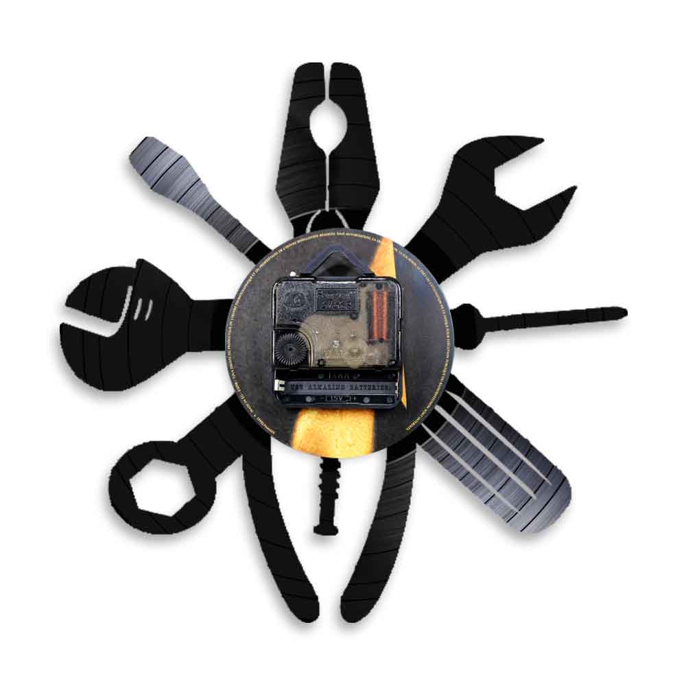 1 pièce plombier réparation outils LED veilleuses vinyle horloge murale Illustration Garage mur Art exclusif suspension lampe