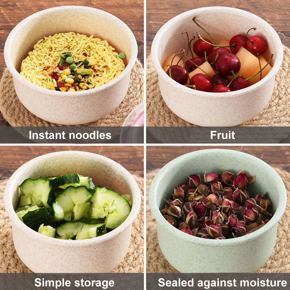 3pcs 300/500/900ml Wheat Straw Food Storage Containers with Lid Microwave Safe Cereal thickening Bowl With silicone seal