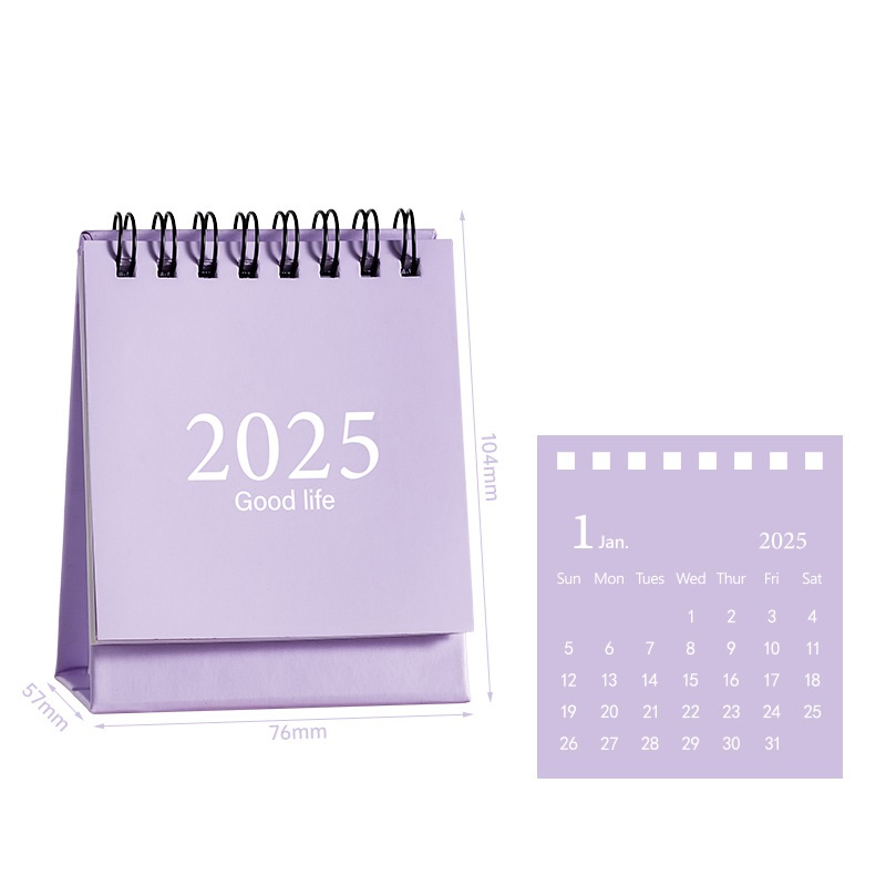 English Mini Desk Calendar Office Stationery Supplies Desktop Calendar With Stickers Daily Memo Calendar Planner: Burgundy