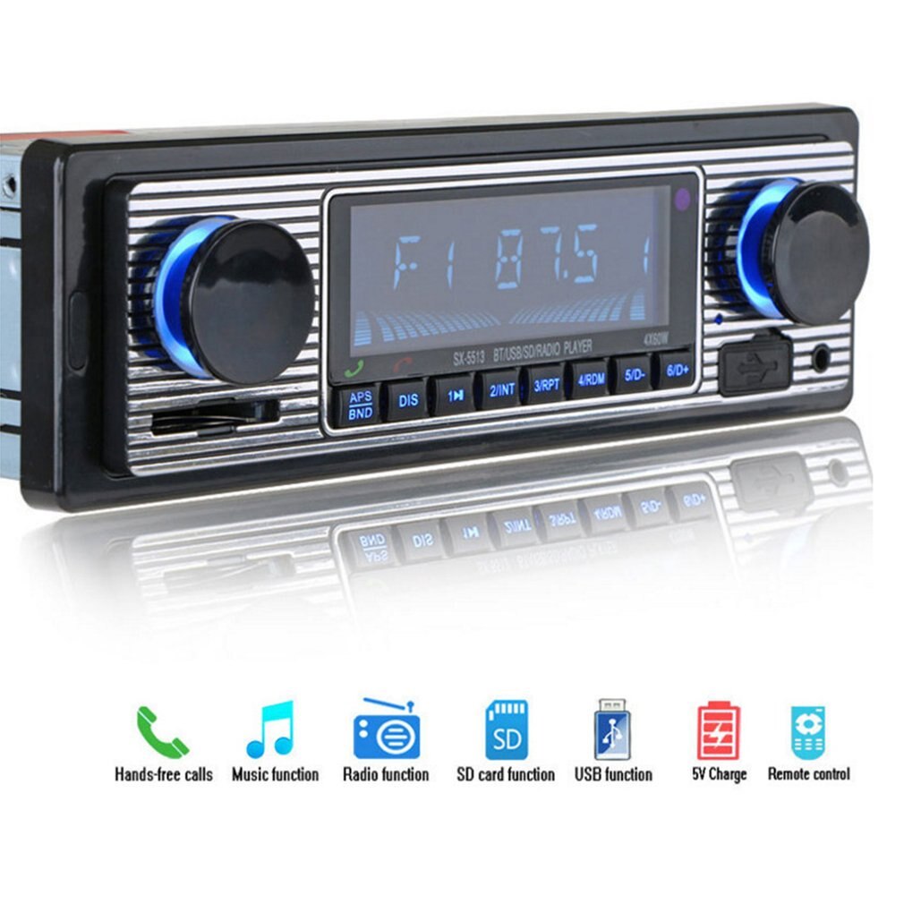 Vintage Auto Bluetooth Fm Radio MP3 Speler Stereo Usb Aux Klassieke Auto Stereo Audio Oled Kleurenscherm Auto Muziek Media speler