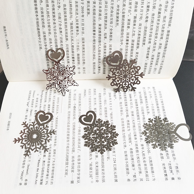 Metall Blume Lesezeichen Edelstahl Schneeflocke Buch Seite Marker wie Weihnachten 30 teile/los