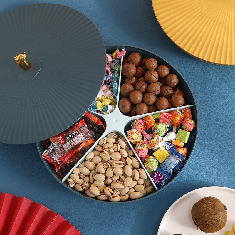 5-Compartment Food Storage Tray Dried Fruit Snack Plate Appetizer Serving Platter for Party Candy Pastry Nuts Dish fruit plate