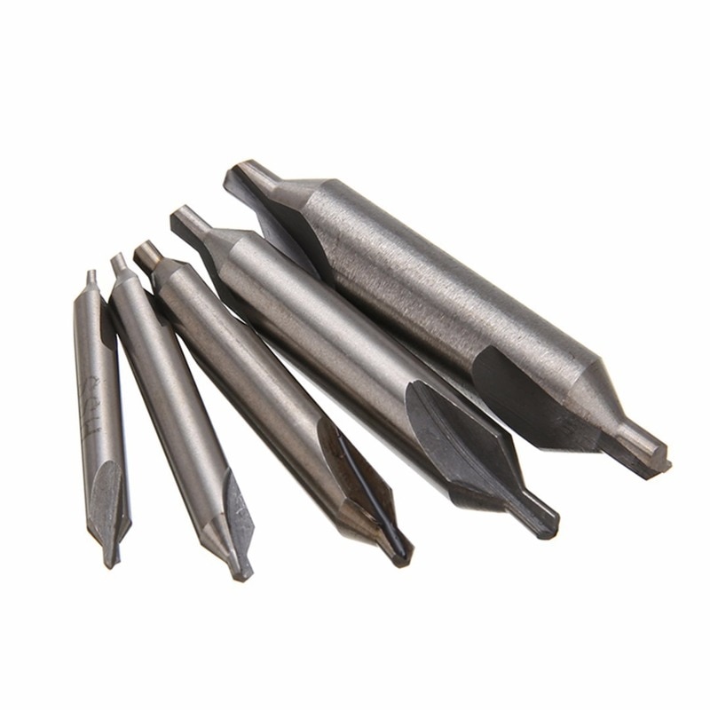 5/6pc HSS Combined Center Drills 60 Degree Countersinks Angle Bit Set 1.0mm 1.5mm 2.0mm 2.5mm 3.5mm 4mm 5mm Metal Drill Bits Set: 5PC