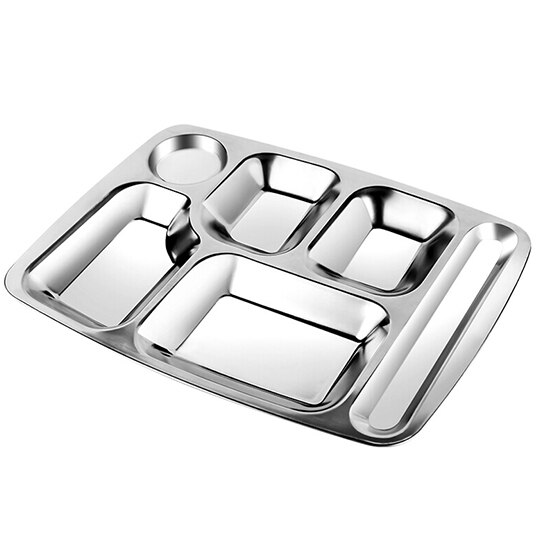 Konco fødevarer i rustfrit stål tay student bakke delt middag bakke frokost beholder mad tallerken: Default Title