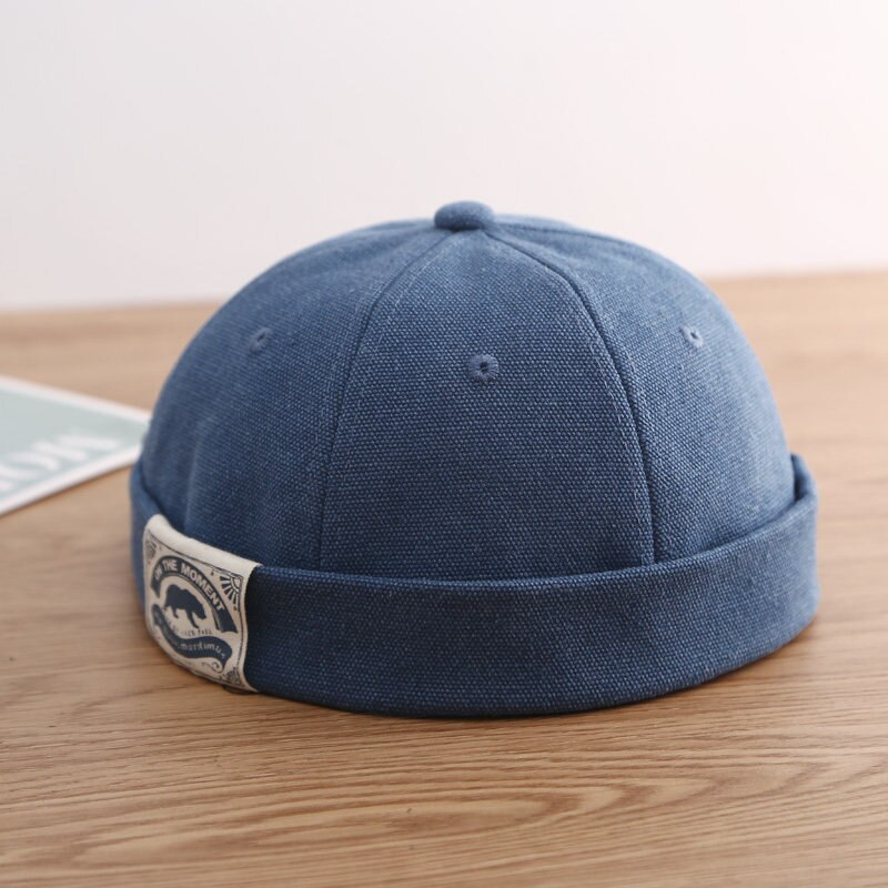Bonnet Docker pour hommes et femmes, casquette de marin rétro, chapeau sans bord, casquette de papa: Bleu