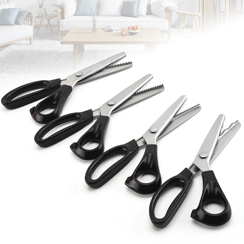 Forbici forbici forbici in pelle forbici sarto in acciaio inox a forma di ventaglio a zig-zag per cucire professionali tessuto sarto zigzag tessuto forbici