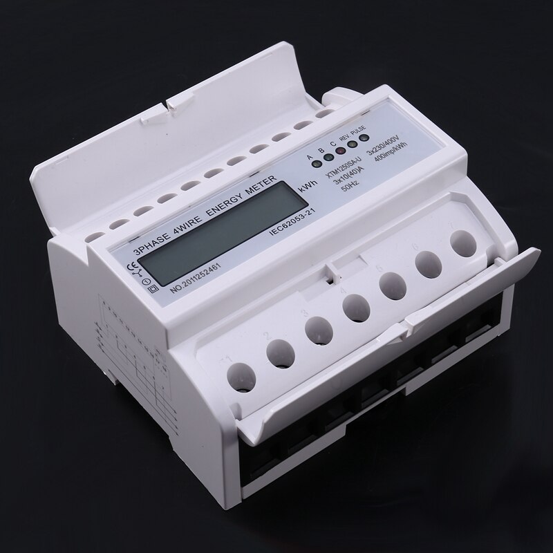 3 Phase 4 Wire Electric Digital Kwh Energy Meter LCD Three Four Wire DIN-Rail KWh Meter 230V/400V