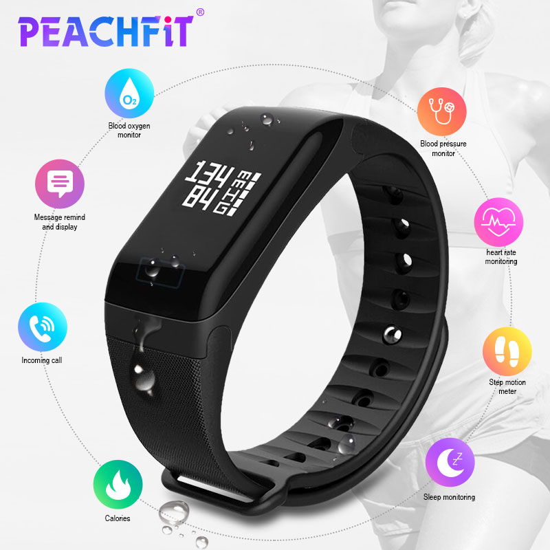Peachfit F1 Smart Band Hartslag Bloeddrukmeter Armband Fitness Tracker Waterdicht Activiteit Tracker Smart Polsband